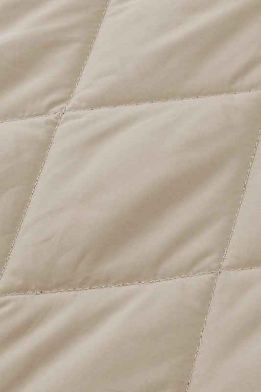 Solid Quilted Snap Button Hooded Puffer Coat