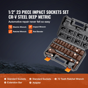 1/2" Drive Impact Socket Set, 23-Piece SAE & Metric Kit - Mercantile Mountain