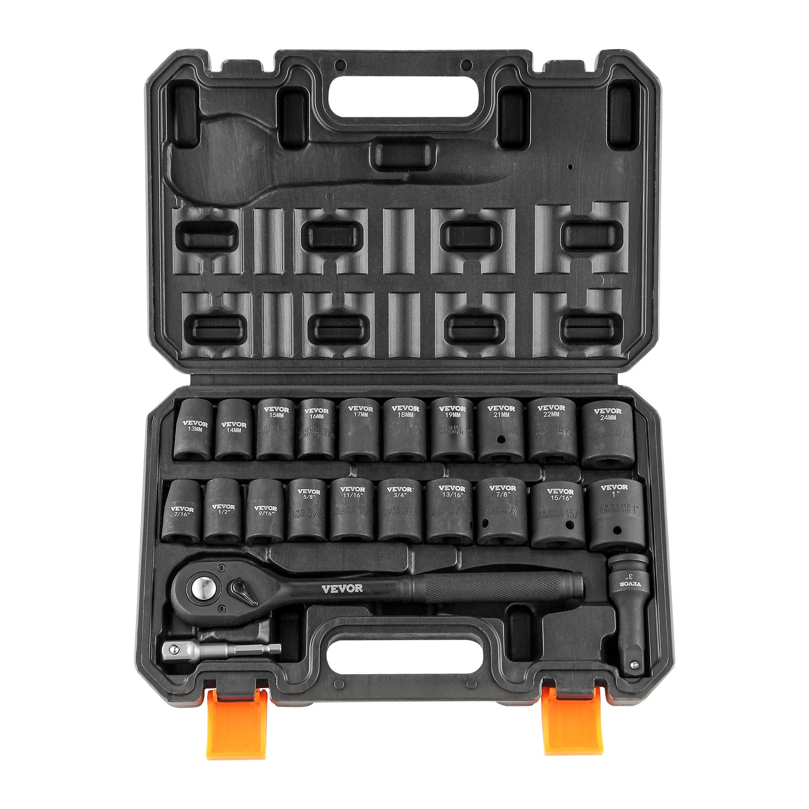 1/2" Drive Impact Socket Set, 23-Piece SAE & Metric Kit - Mercantile Mountain