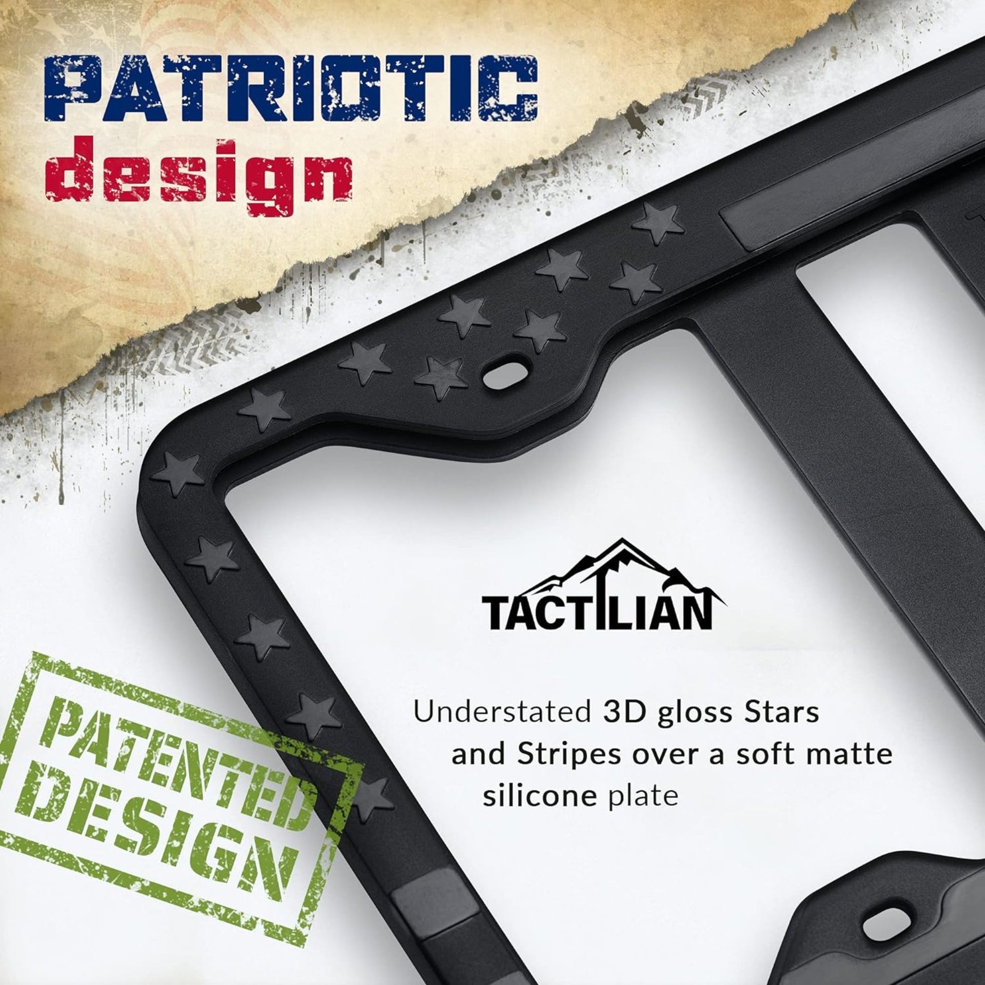 Tactilian Original Silicone American Flag License Plate Frame Holder - Mercantile Mountain