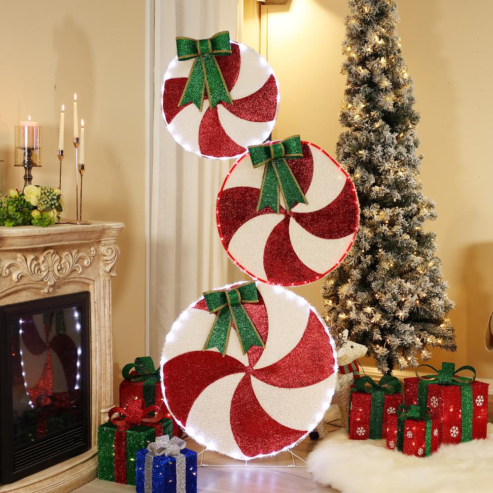 Peppermint Candy Christmas Lighted LED Indoor Outdoor Holiday Decoration - Mercantile Mountain