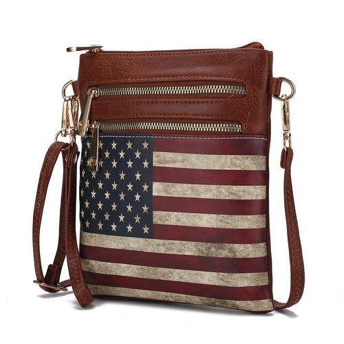 Genesis Printed Flag Vegan Leather Women Crossbody Bag - Mercantile Mountain