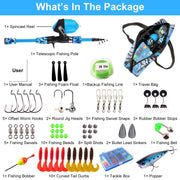 Kids Fishing Pole Set Fishing Starter Kit Telescopic Fishing Rod and Reel Combo Kit with Tackle Box 56Pcs Fishing Lures for Boys Girls - Mercantile Mountain