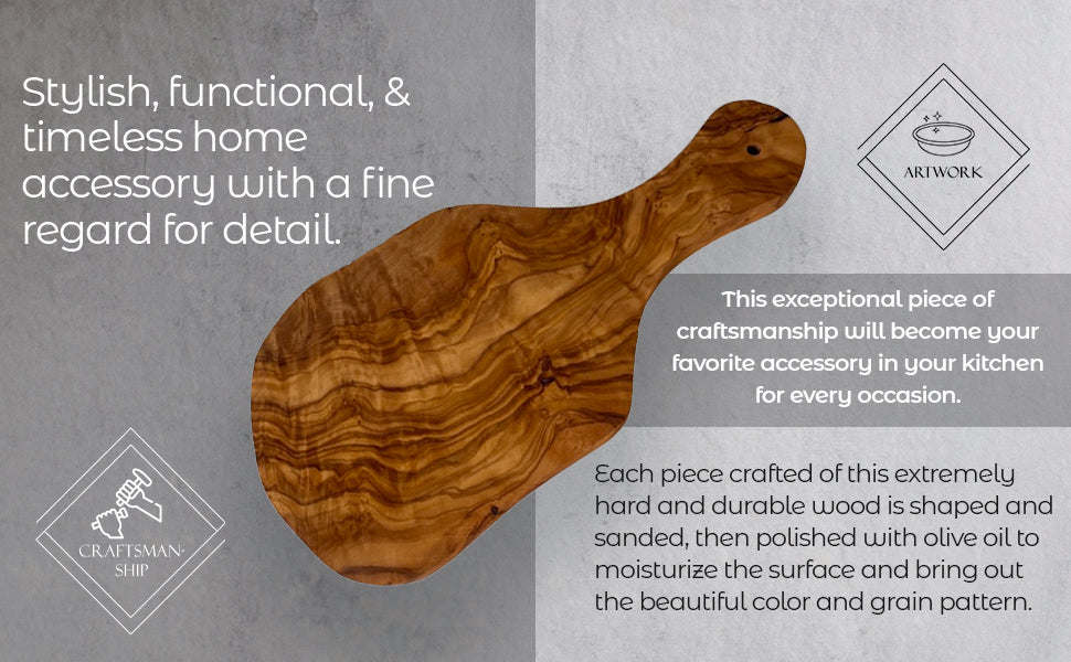 Original Olive Wood Cutting Board with Handle - Mercantile Mountain