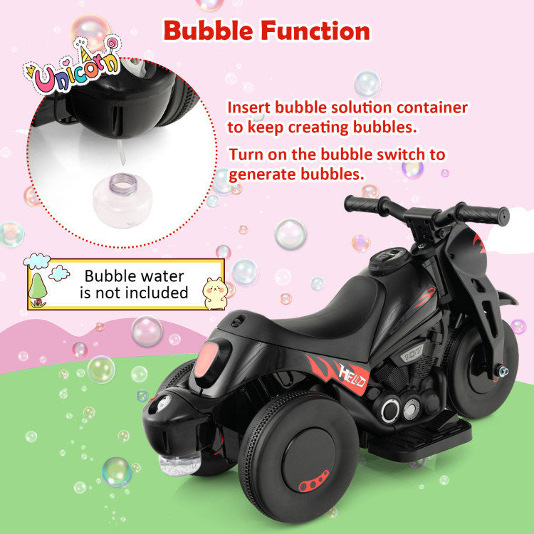 6V Kids Electric Ride on Motorcycle with Bubble Maker and Music - Mercantile Mountain