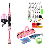 Kids Fishing Pole Set Fishing Starter Kit Telescopic Fishing Rod and Reel Combo Kit with Tackle Box 56Pcs Fishing Lures for Boys Girls - Mercantile Mountain