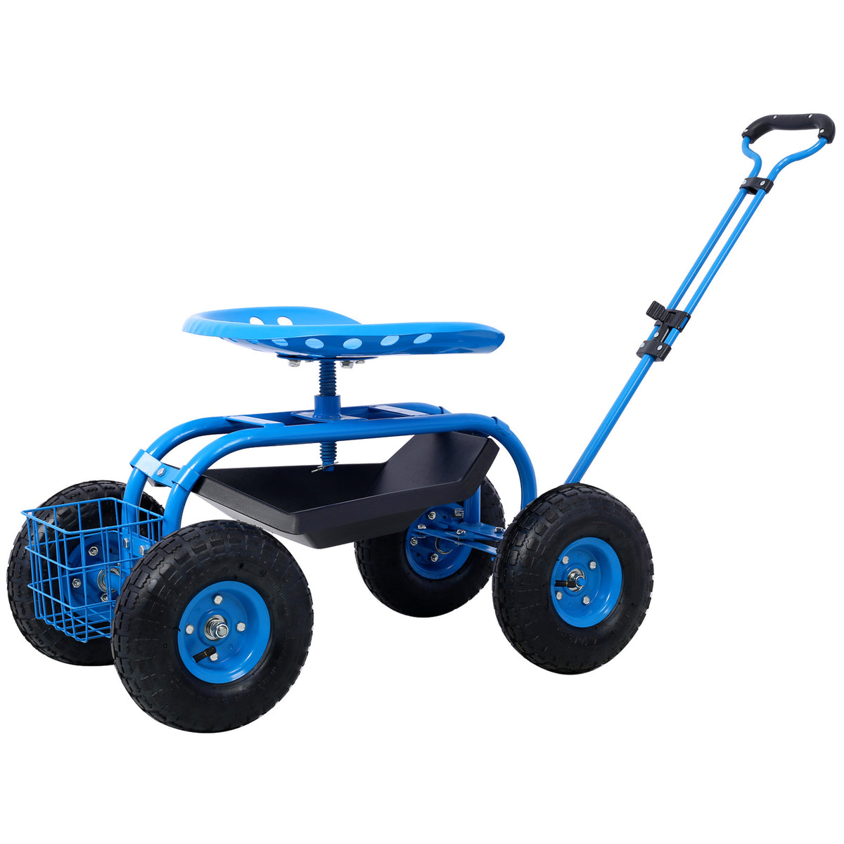 Rolling Garden Scooter Garden Cart Seat with Wheels and Tool Tray, 360 Swivel Seat,Blue - Mercantile Mountain