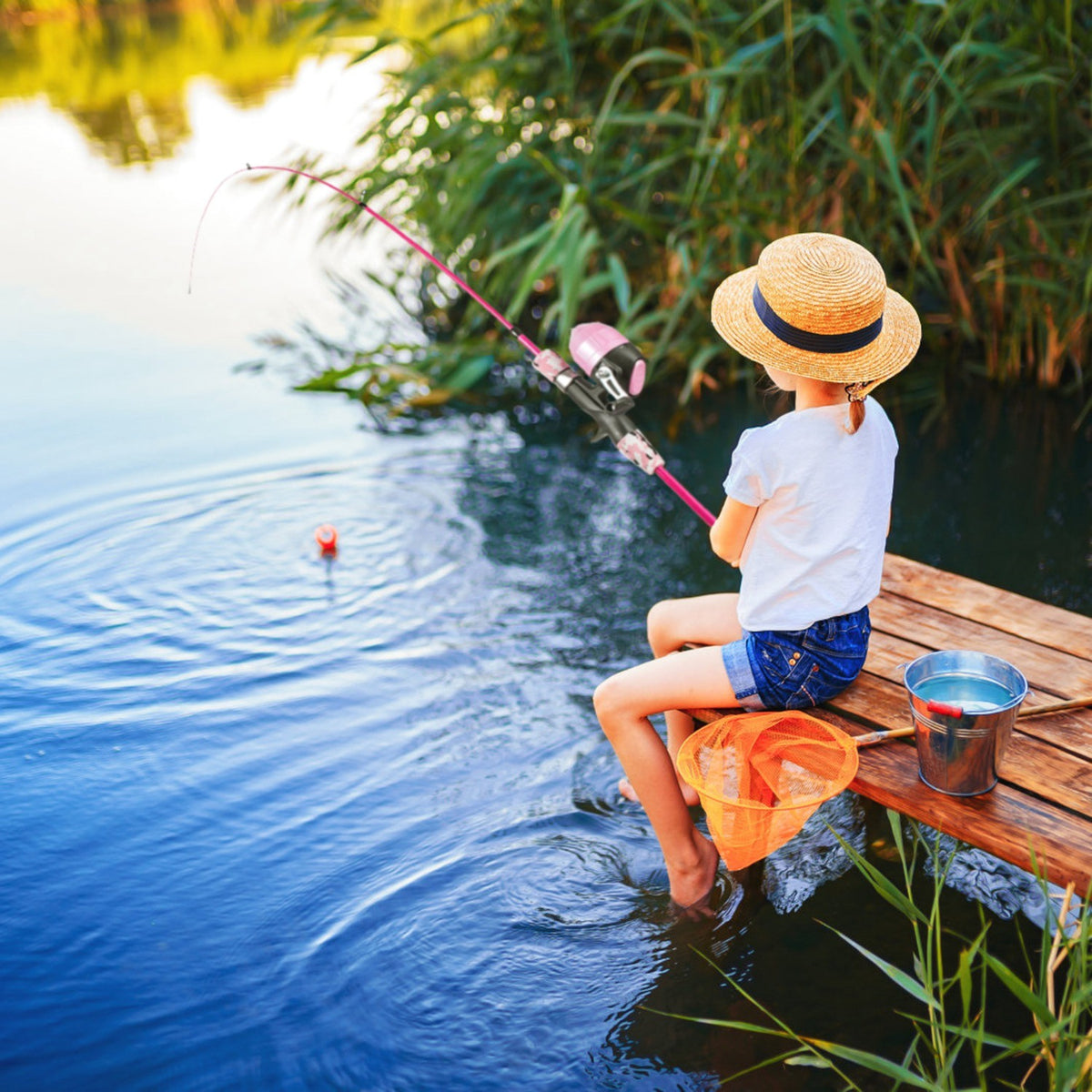 Kids Fishing Pole Set Fishing Starter Kit Telescopic Fishing Rod and Reel Combo Kit with Tackle Box 56Pcs Fishing Lures for Boys Girls - Mercantile Mountain