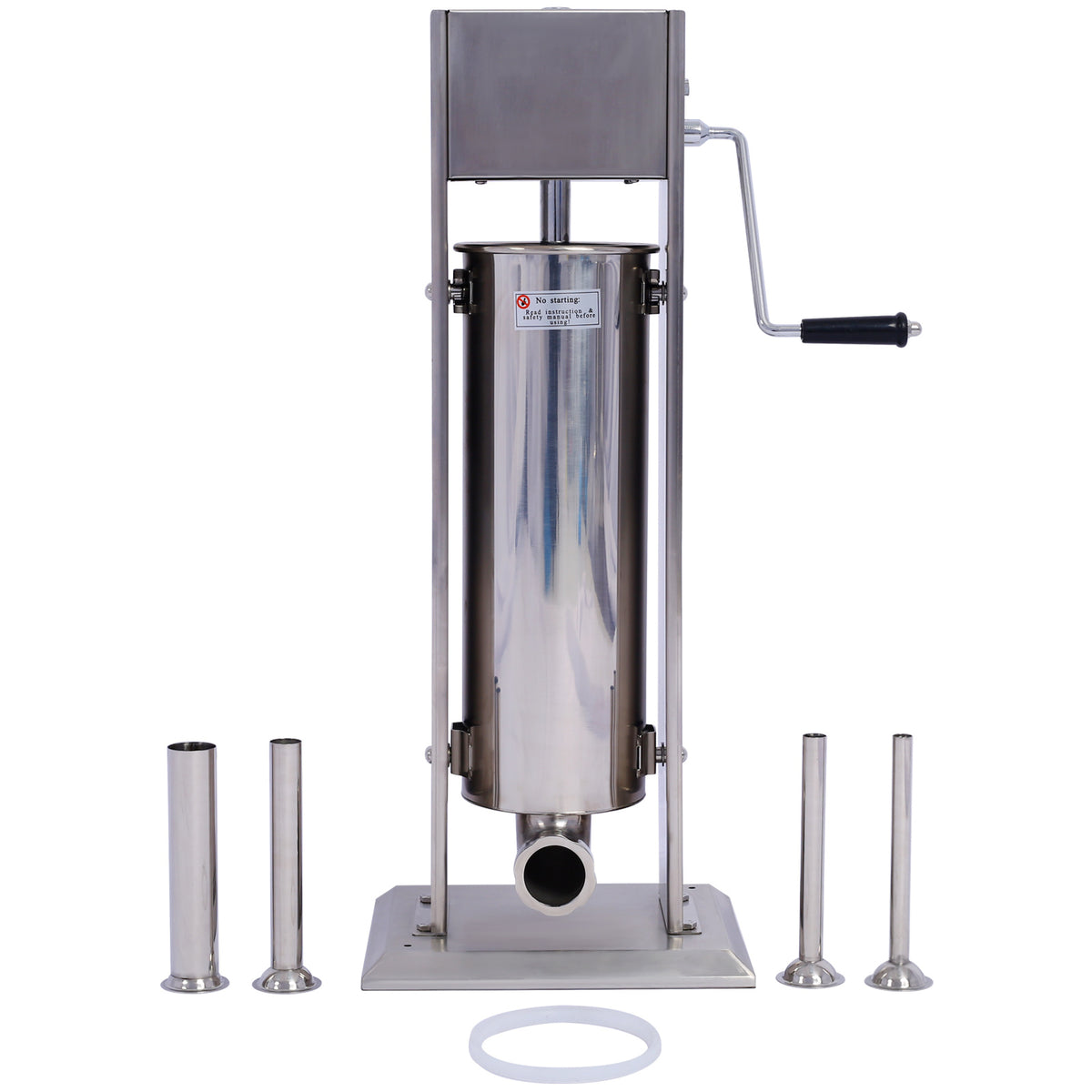 Stainless Steel Commercial Sausage Stuffer, Dual Speed Vertical Sausage Maker 7LB/3, Meat Filler with 4 Stuffing Tubes - Mercantile Mountain