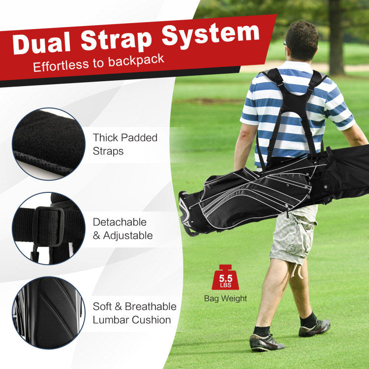 Golf Stand Cart Bag with 6-Way Divider Carry Pockets - Mercantile Mountain