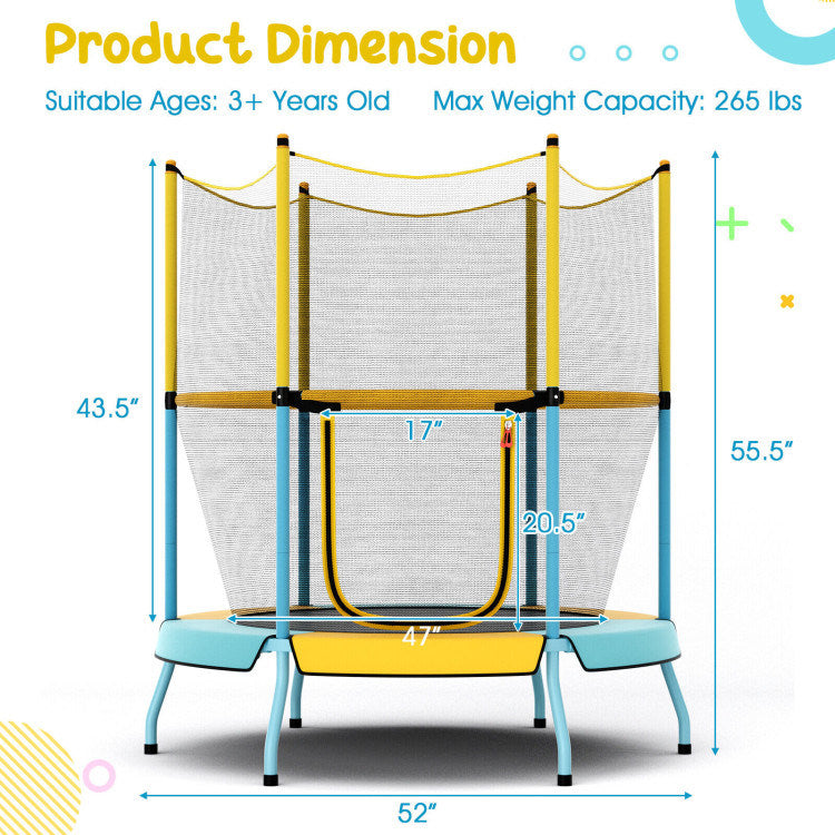 48" Toddler Trampoline with Safety Enclosure Net - Mercantile Mountain