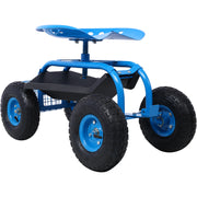Rolling Garden Scooter Garden Cart Seat with Wheels and Tool Tray, 360 Swivel Seat,Blue - Mercantile Mountain