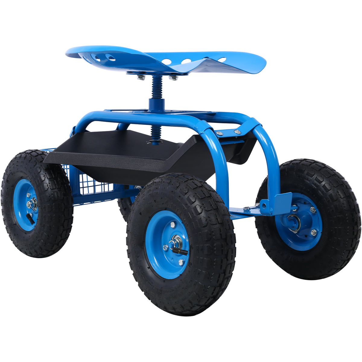 Rolling Garden Scooter Garden Cart Seat with Wheels and Tool Tray, 360 Swivel Seat,Blue - Mercantile Mountain