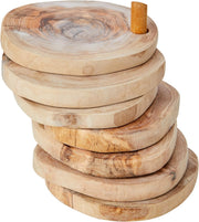 Olive Wood Coaster Set with Holder -7 Pcs - Mercantile Mountain