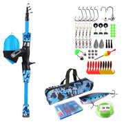 Kids Fishing Pole Set Fishing Starter Kit Telescopic Fishing Rod and Reel Combo Kit with Tackle Box 56Pcs Fishing Lures for Boys Girls - Mercantile Mountain