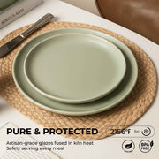 12-Piece Green Stoneware Dinnerware Set – Service for Four