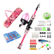 Kids Fishing Pole Set Fishing Starter Kit Telescopic Fishing Rod and Reel Combo Kit with Tackle Box 56Pcs Fishing Lures for Boys Girls - Mercantile Mountain