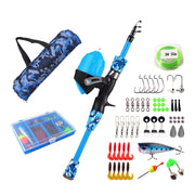 Kids Fishing Pole Set Fishing Starter Kit Telescopic Fishing Rod and Reel Combo Kit with Tackle Box 56Pcs Fishing Lures for Boys Girls - Mercantile Mountain
