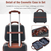 Hardshell Luggage Sets 3 Pieces 20"+24" Luggages and Cosmetic Case Spinner Suitcase with TSA Lock Lightweight,Black - Mercantile Mountain