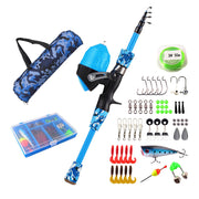 Kids Fishing Pole Set Fishing Starter Kit Telescopic Fishing Rod and Reel Combo Kit with Tackle Box 56Pcs Fishing Lures for Boys Girls - Mercantile Mountain