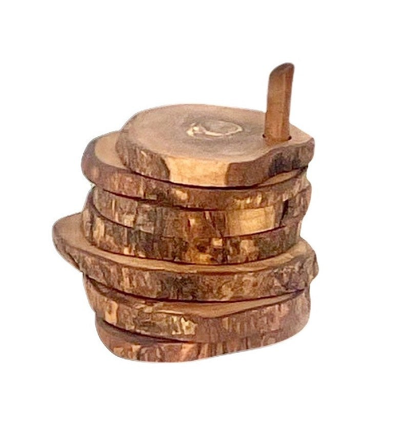 Olive Wood Coaster Set with Holder -7 Pcs - Mercantile Mountain