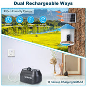 Smart Bird Feeder with Solar Powered Camera 1080P HD AI Identify PIR Motion Auto Capture Video Cloud Card Storage WiFi Connection App Control IP65 Waterproof - Mercantile Mountain