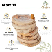 Olive Wood Coaster Set with Holder -7 Pcs - Mercantile Mountain