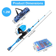 Kids Fishing Pole Set Fishing Starter Kit Telescopic Fishing Rod and Reel Combo Kit with Tackle Box 56Pcs Fishing Lures for Boys Girls - Mercantile Mountain