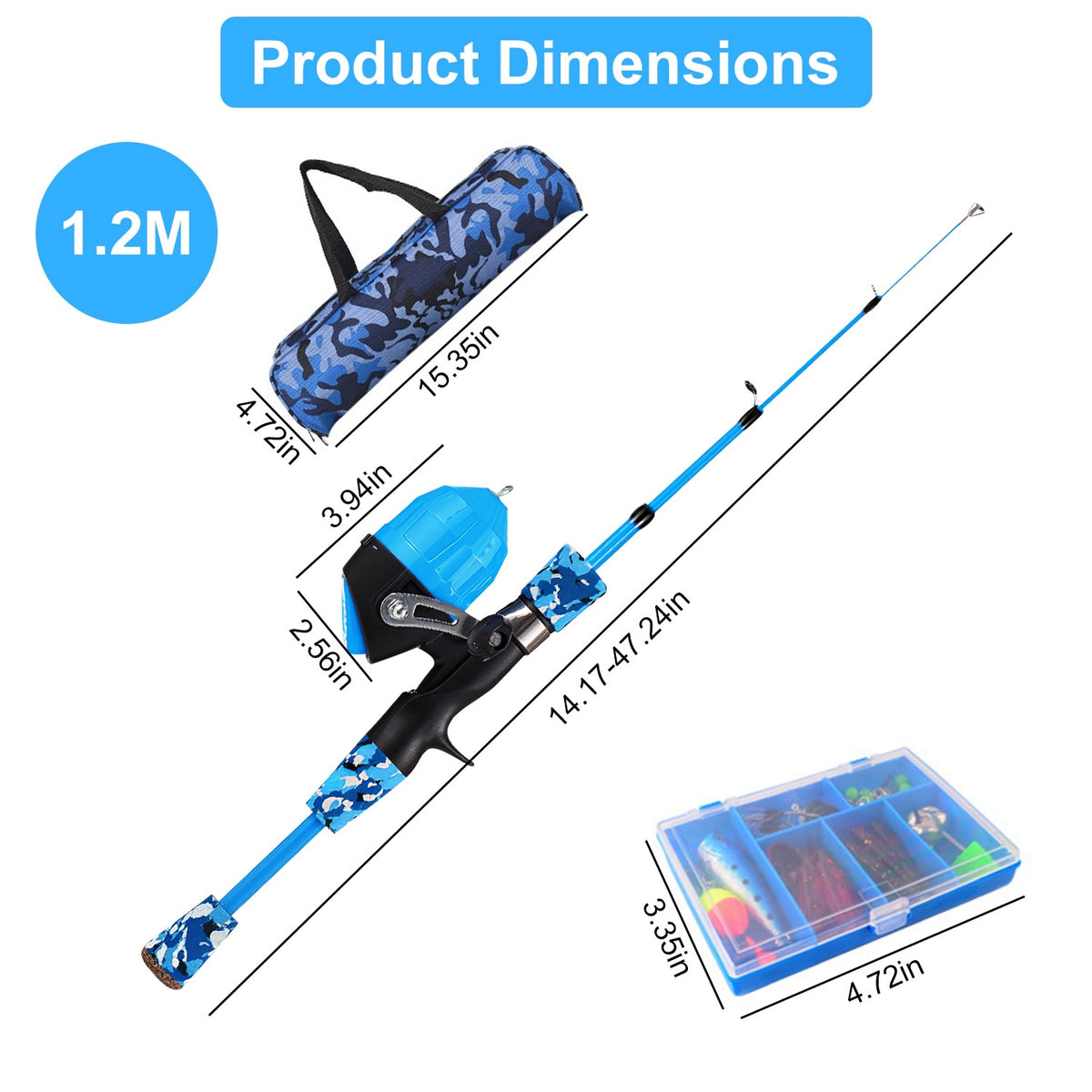 Kids Fishing Pole Set Fishing Starter Kit Telescopic Fishing Rod and Reel Combo Kit with Tackle Box 56Pcs Fishing Lures for Boys Girls - Mercantile Mountain