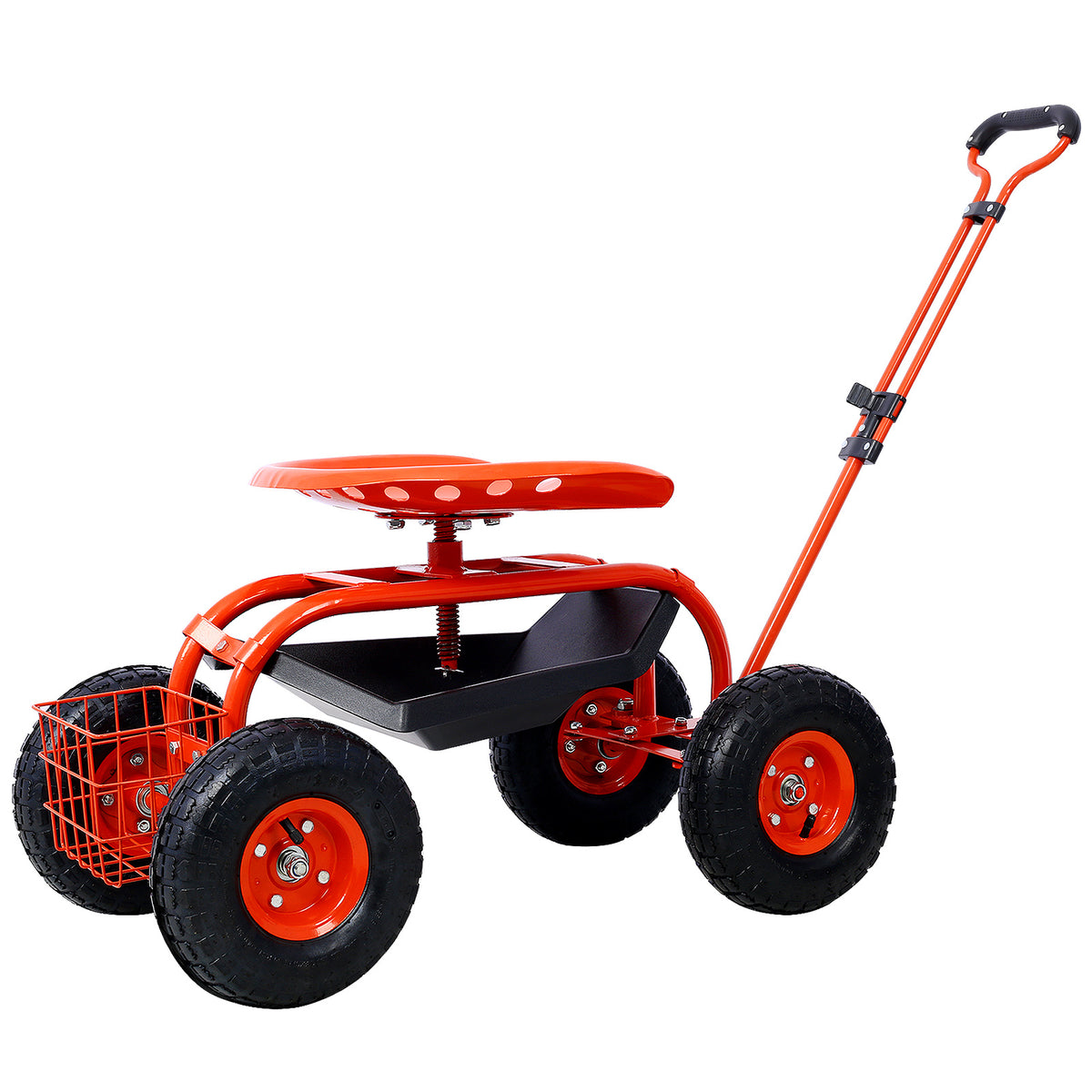 Rolling Garden Scooter Garden Cart Seat with Wheels and Tool Tray, 360 Swivel Seat,Red - Mercantile Mountain