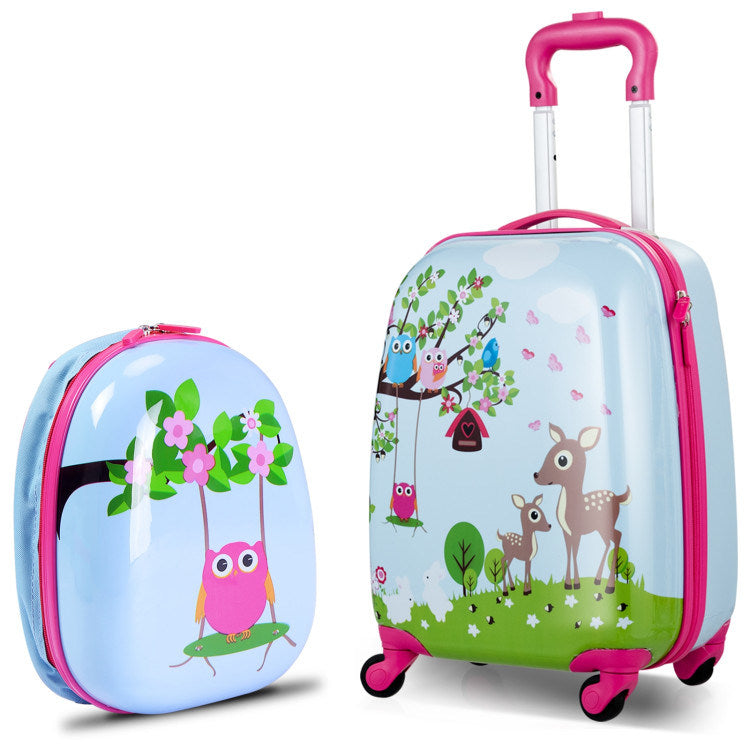 2 Pieces 12 Inch 16 Inch Kids Luggage Set with Backpack and Suitcase for Travel - Mercantile Mountain