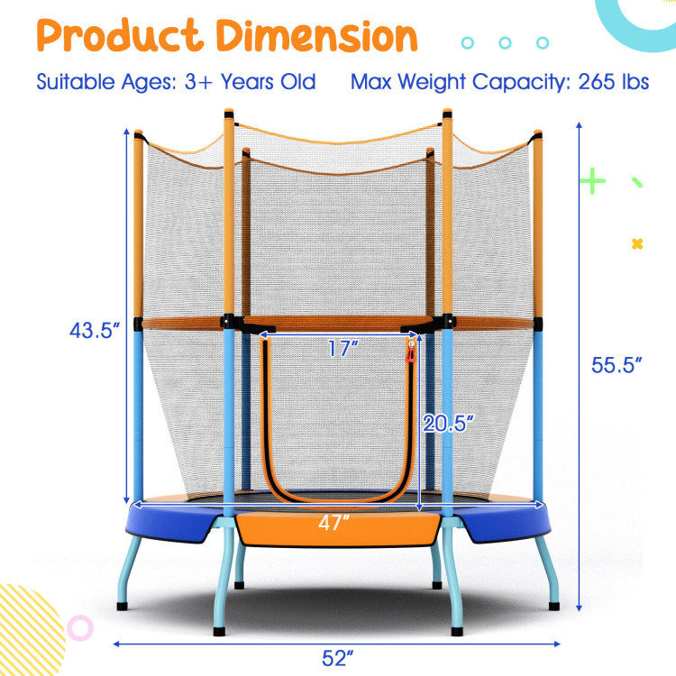 48" Toddler Trampoline with Safety Enclosure Net - Mercantile Mountain