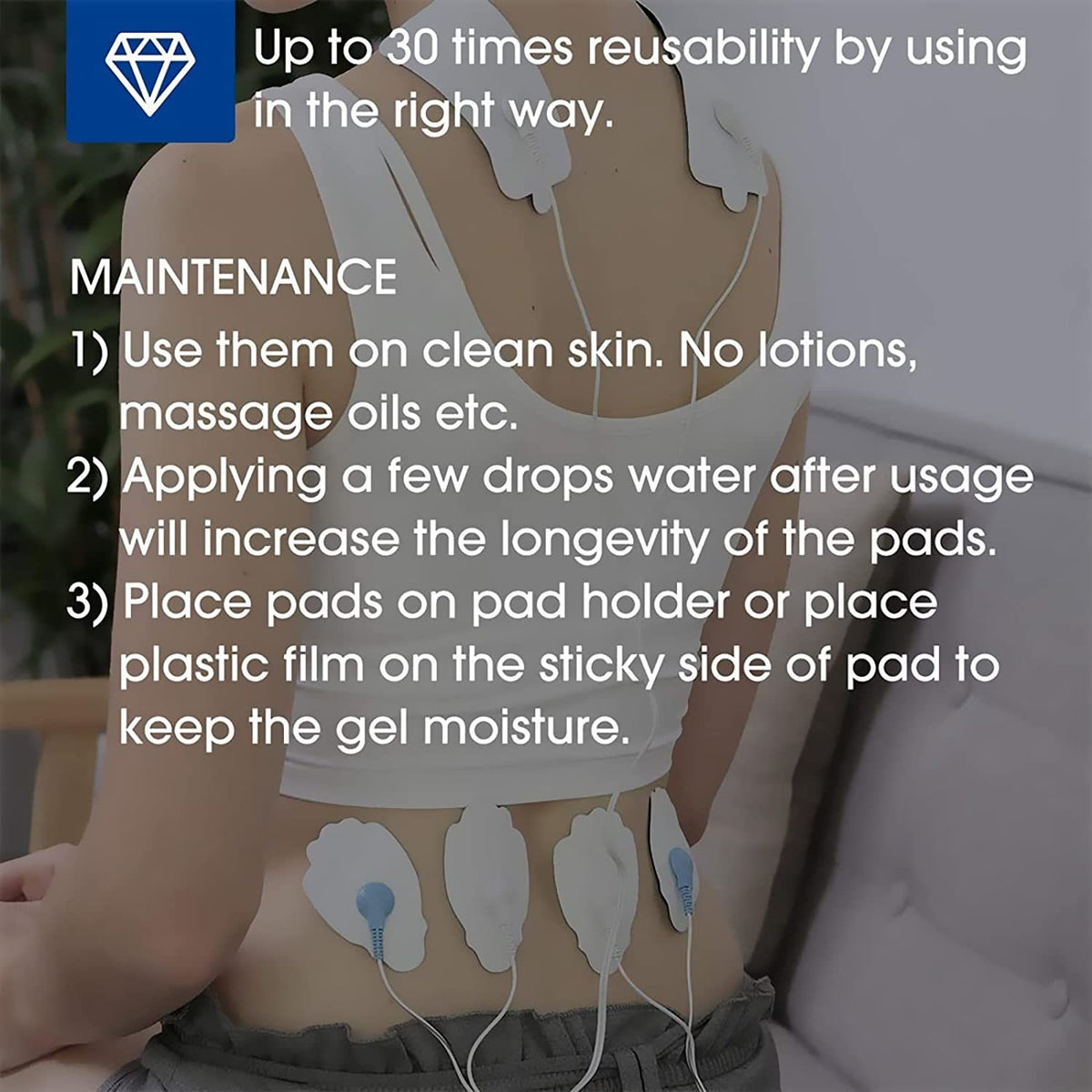 TENS/EMS Unit Replacement Pads NURSAL 20 Pack 3.5mm Snap Electrode Pads for Electrotherapy (Not Fit NURSAL Blue Tens) Reuse More Than 30 Times, Compatible with MEDVICE,Belifu TENS Machine - Mercantile Mountain