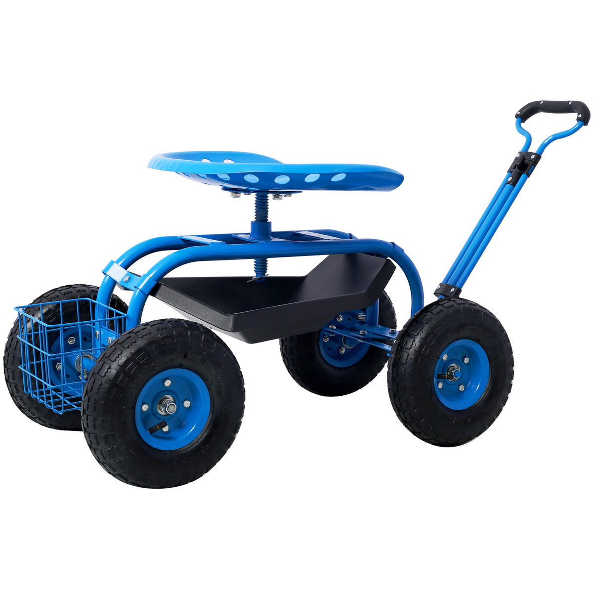 Rolling Garden Scooter Garden Cart Seat with Wheels and Tool Tray, 360 Swivel Seat,Blue - Mercantile Mountain