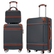 Hardshell Luggage Sets 3 Pieces 20"+24" Luggages and Cosmetic Case Spinner Suitcase with TSA Lock Lightweight,Black - Mercantile Mountain