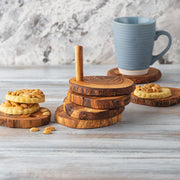 Olive Wood Coaster Set with Holder -7 Pcs - Mercantile Mountain