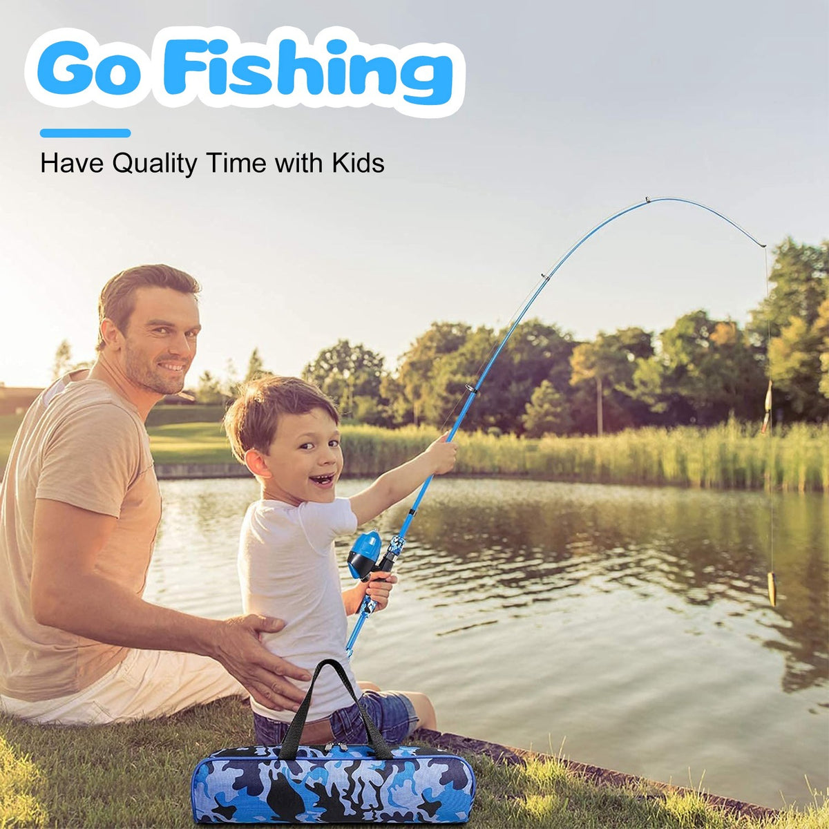 Kids Fishing Pole Set Fishing Starter Kit Telescopic Fishing Rod and Reel Combo Kit with Tackle Box 56Pcs Fishing Lures for Boys Girls - Mercantile Mountain