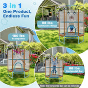 60" Trampoline with Gymnastic Bar and Rings for Kids - Mercantile Mountain