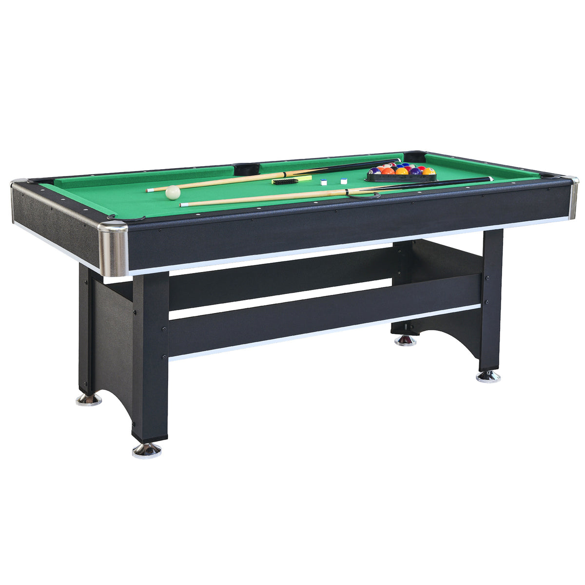 6-ft Pool Table with Table Tennis Top - Black with Green Felt - Mercantile Mountain