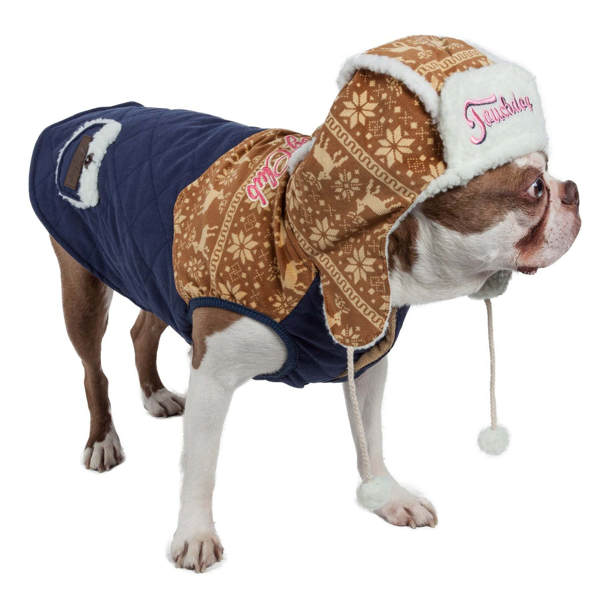 Touchdog Snowadayz Pom Pom Pet Hooded Sweater - Mercantile Mountain