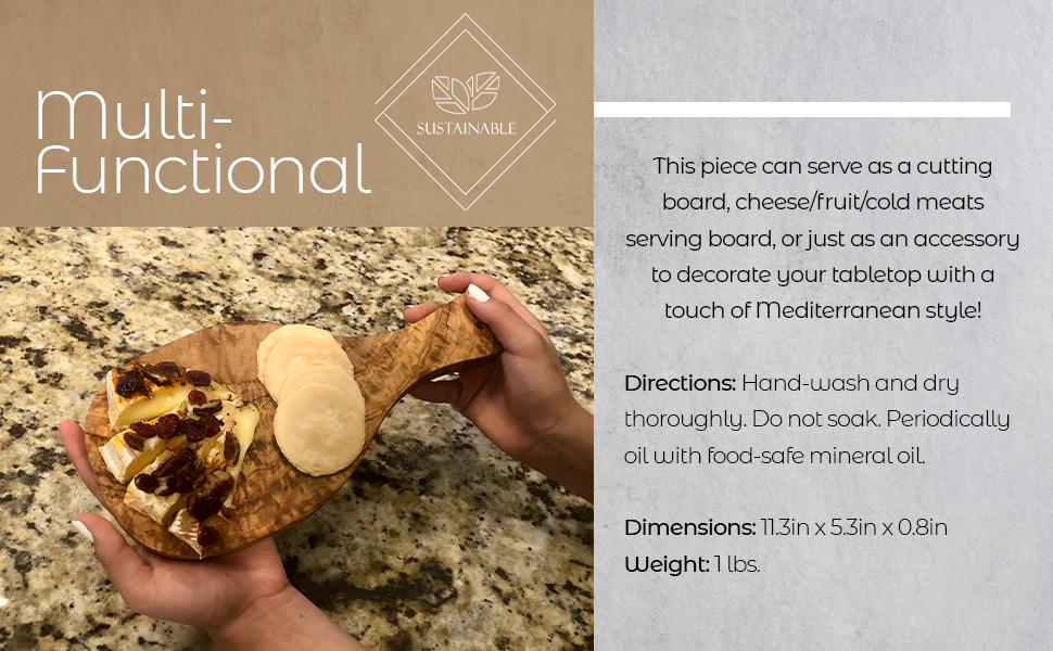 Original Olive Wood Cutting Board with Handle - Mercantile Mountain