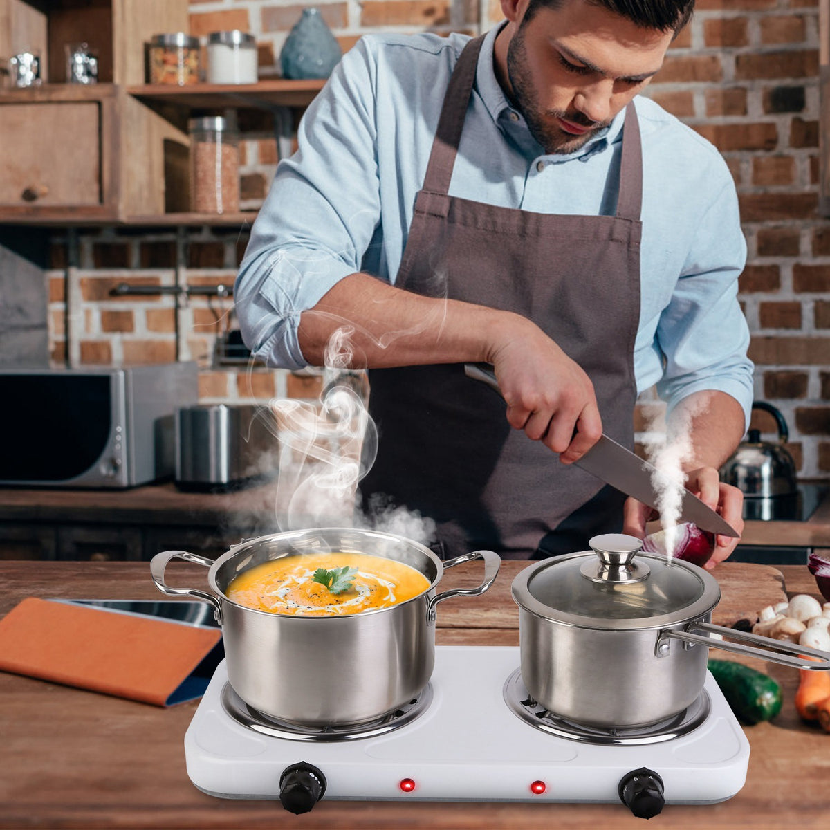 2000W Electric Double Burner Portable Coil Heating Hot Plate Stove Countertop RV Hotplate with Non Slip Rubber Feet 5 Temperature Adjustments - Mercantile Mountain