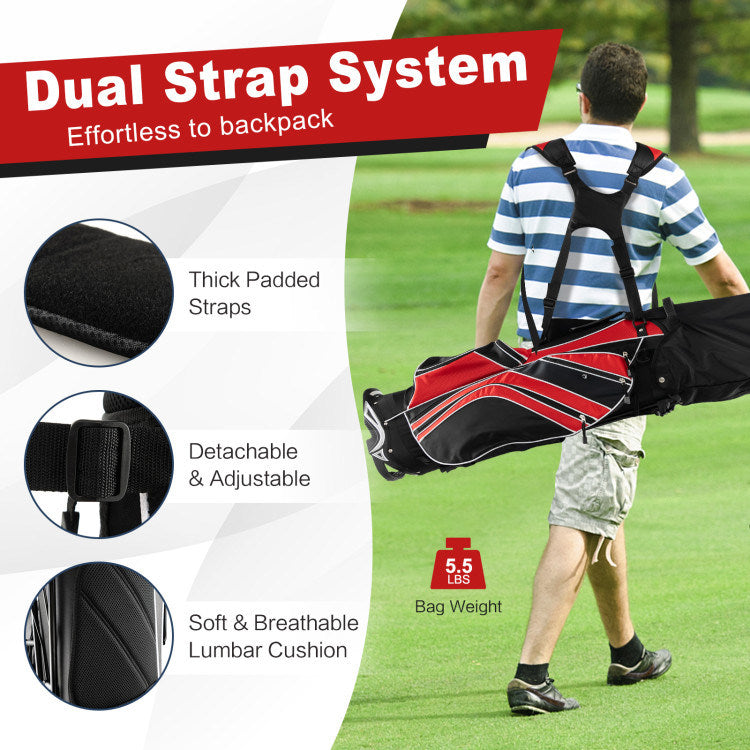 Golf Stand Cart Bag with 6-Way Divider Carry Pockets - Mercantile Mountain