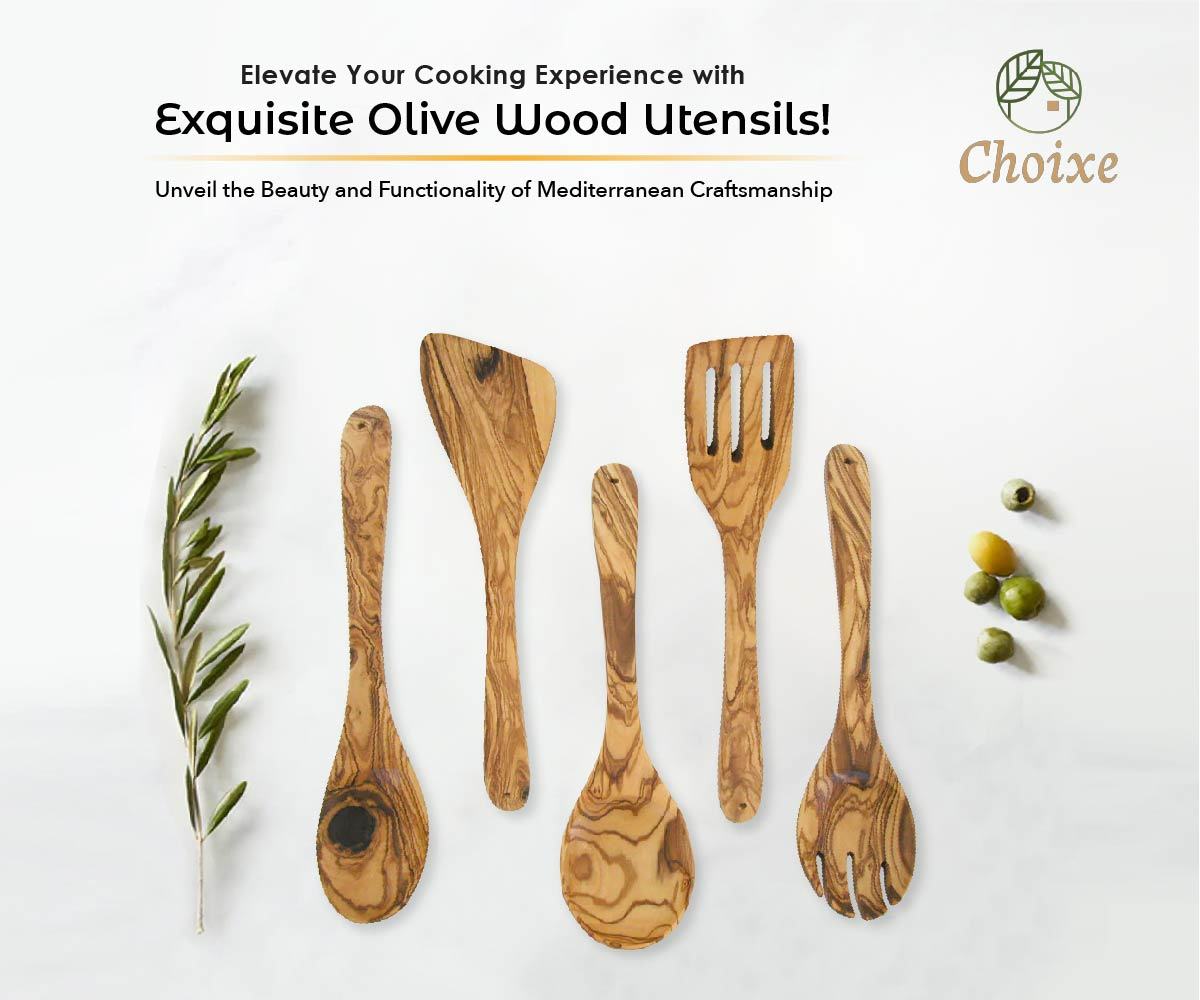 Olive Wood Kitchen Servers Set -5 pcs - Mercantile Mountain