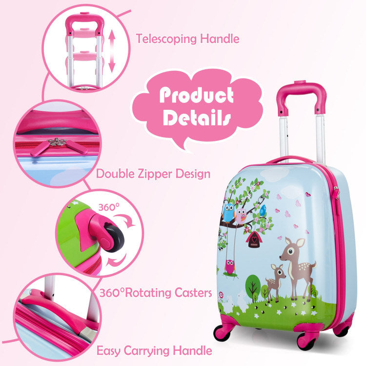 2 Pieces 12 Inch 16 Inch Kids Luggage Set with Backpack and Suitcase for Travel - Mercantile Mountain