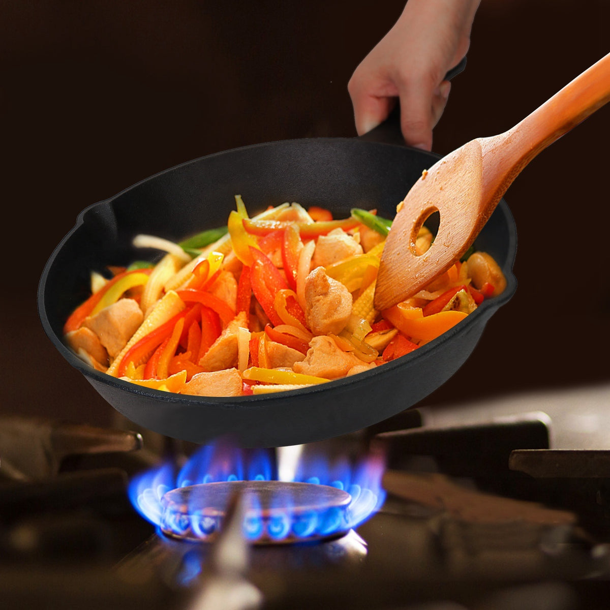 3Pcs Pre-Seasoned Cast Iron Skillet Set 6/8/10in Non-Stick Oven Safe Cookware Heat-Resistant Frying Pan - Mercantile Mountain