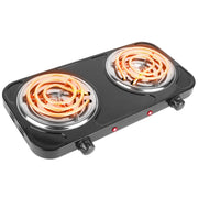 2000W Electric Double Burner Portable Coil Heating Hot Plate Stove Countertop RV Hotplate with Non Slip Rubber Feet 5 Temperature Adjustments - Mercantile Mountain
