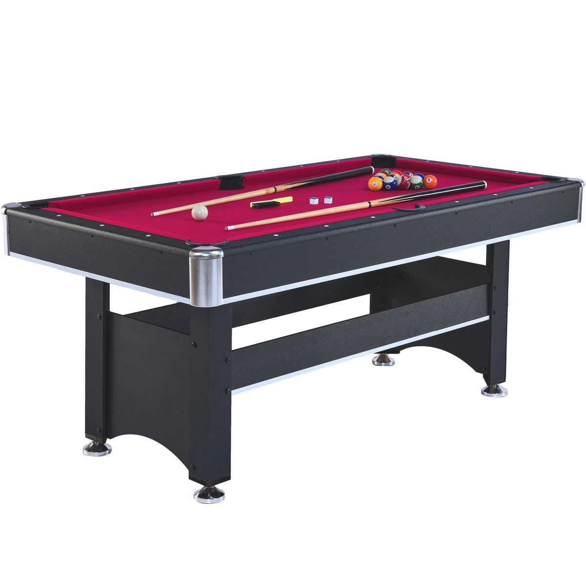 6-ft Pool Table with Table Tennis Top - Black with Red Felt - Mercantile Mountain