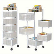 5-Tier Rotating Storage Cart – Rolling Metal Kitchen Organizer with Wheels