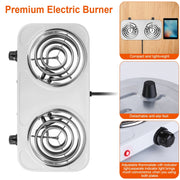 2000W Electric Double Burner Portable Coil Heating Hot Plate Stove Countertop RV Hotplate with Non Slip Rubber Feet 5 Temperature Adjustments - Mercantile Mountain